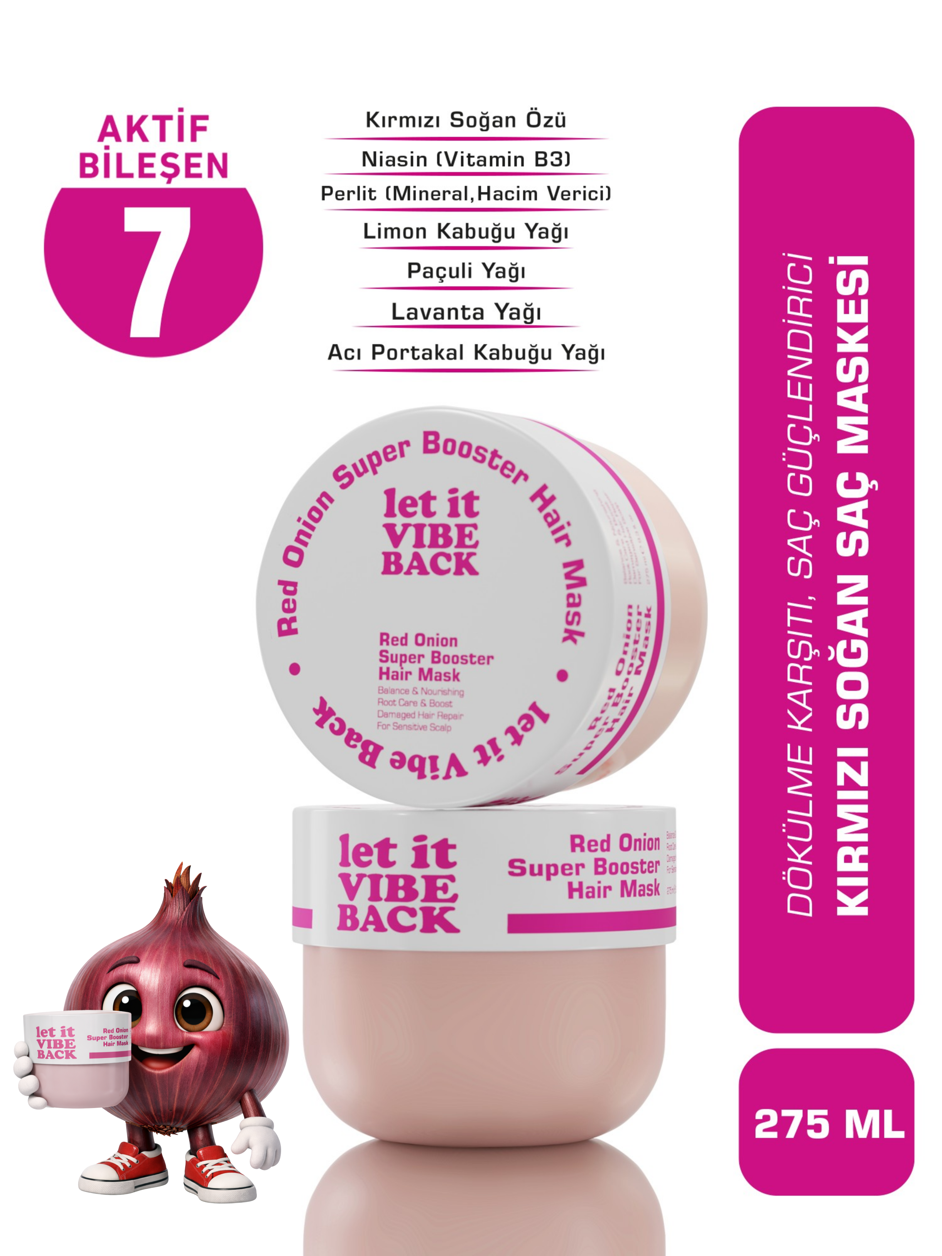 let it VIBE BACK Kırmızı Soğan Özlü Saç Maskesi – 275 ml | Yıpranmış Saç Derisi ve Saçlara Yönelik Yoğun Bakım