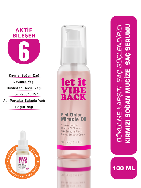 let it VIBE BACK Kırmızı Soğan Özlü Saç Serumu 100 ml - Dökülen ve Yıpranmış Saçlar İçin Onarıcı Bakım Yağı