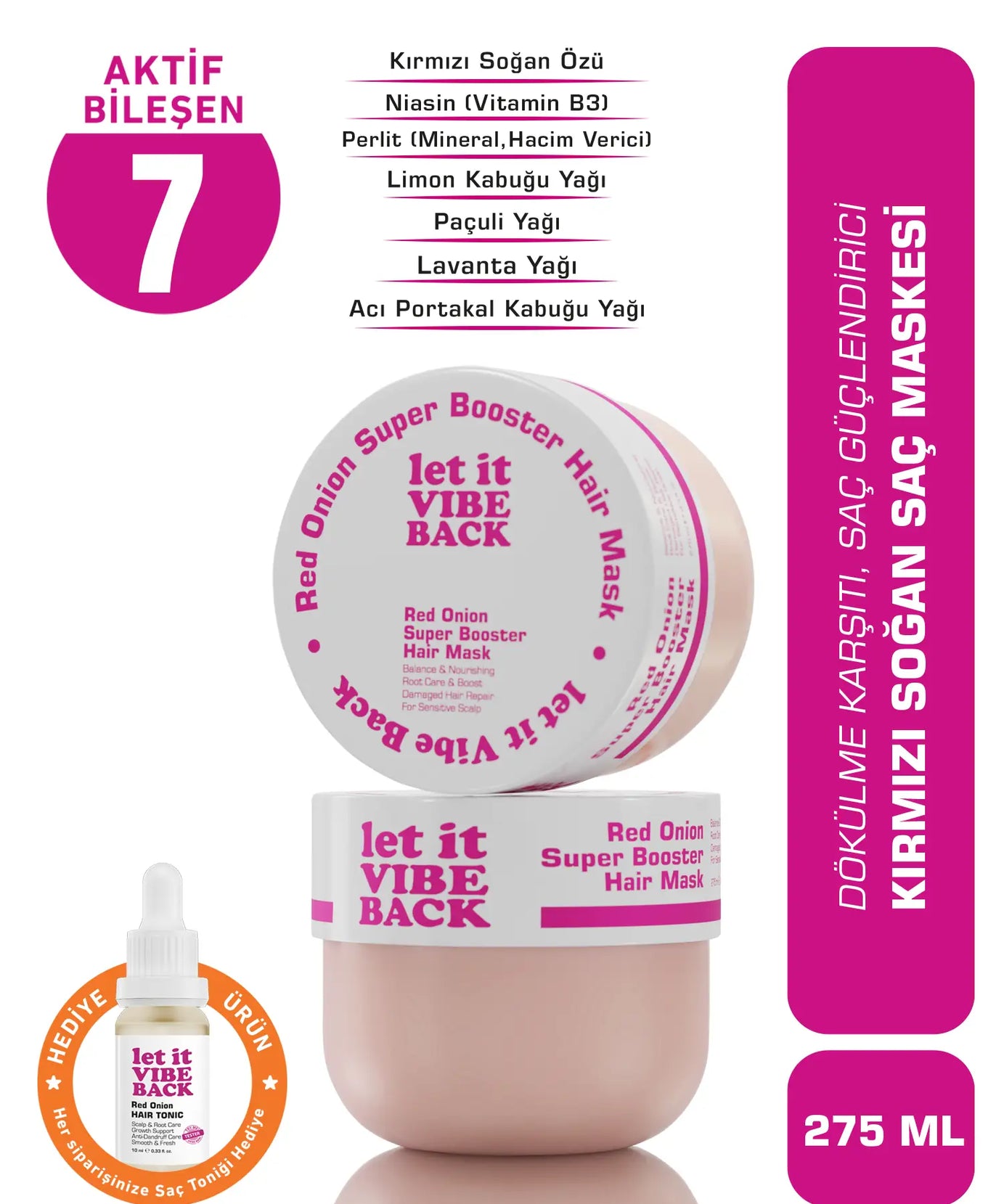 let it VIBE BACK Kırmızı Soğan Özlü Saç Maskesi – 275 ml | Yıpranmış Saç Derisi ve Saçlara Yönelik Yoğun Bakım
