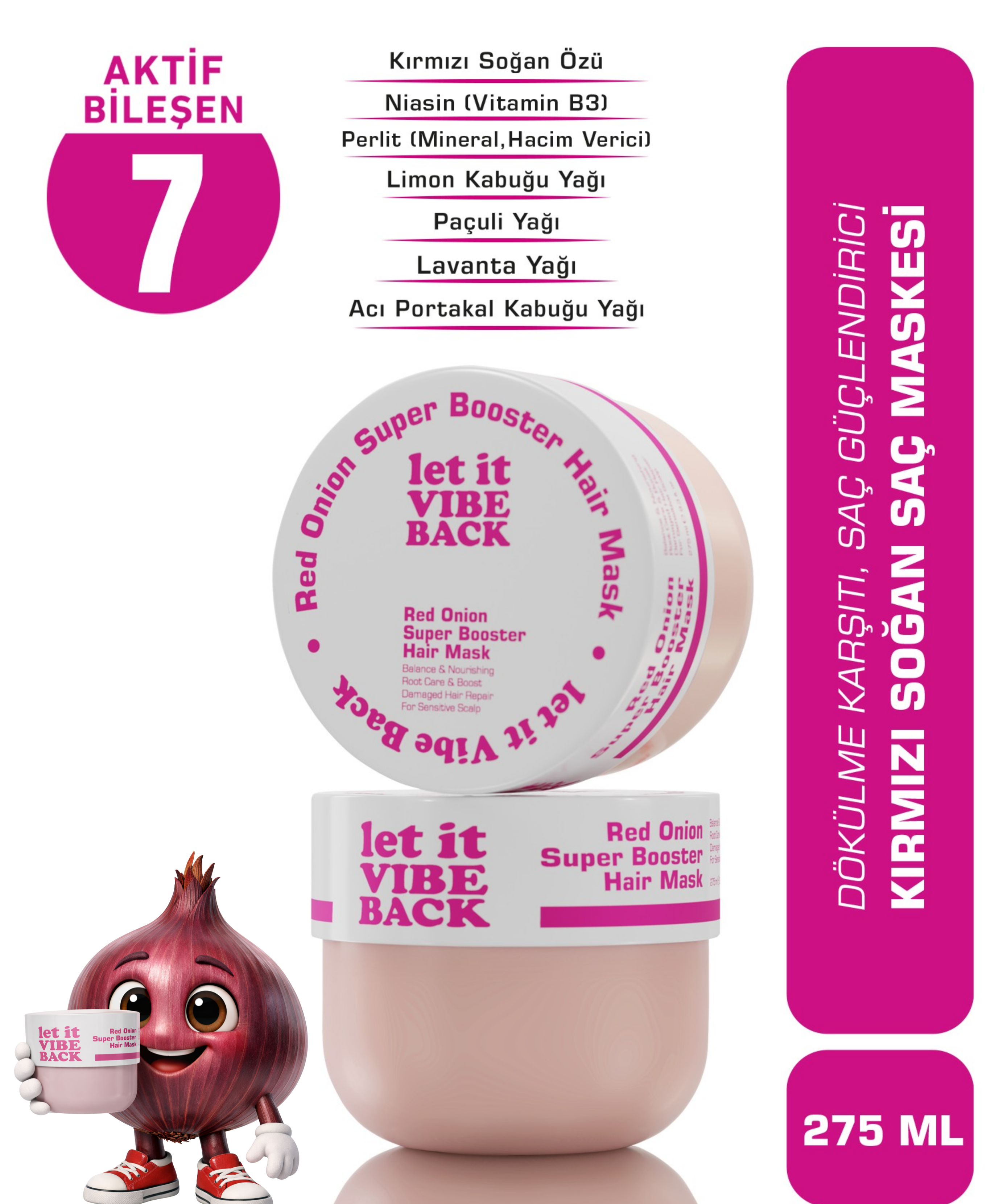 let it VIBE BACK Kırmızı Soğan Özlü Saç Maskesi – 275 ml | Yıpranmış Saç Derisi ve Saçlara Yönelik Yoğun Bakım