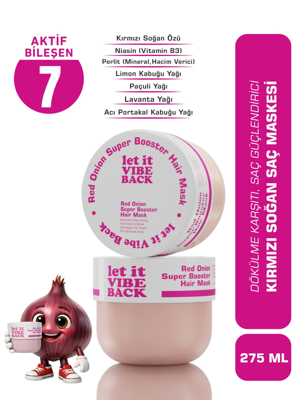 let it VIBE BACK Kırmızı Soğan Özlü Saç Maskesi – 275 ml | Yıpranmış Saç Derisi ve Saçlara Yönelik Yoğun Bakım