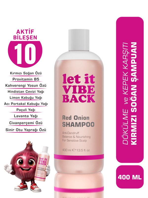 let it VIBE BACK Kırmızı Soğan Özlü Saç Dökülme Karşıtı Şampuan - 400 ml | Saç Uzamasını Destekler